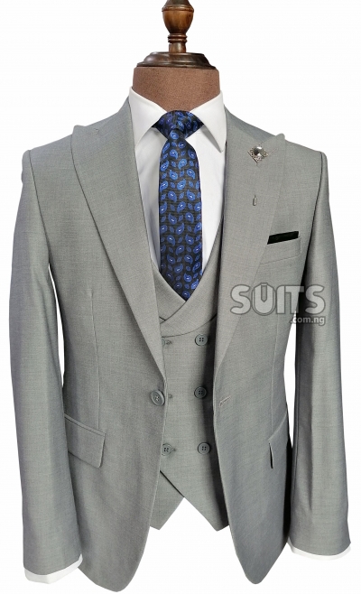 Plain Light Grey 3piece business Suit