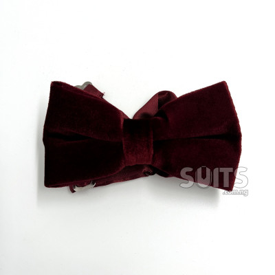 Maroon velvet classic bow Tie
