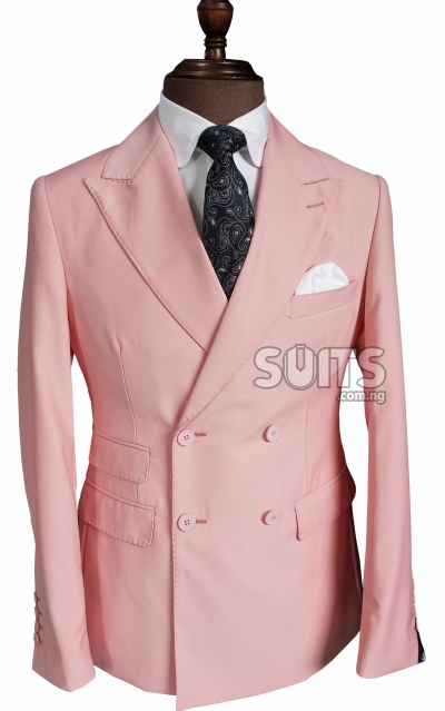 Plain light-pink D.breasted Suit with black pant by Pabbucci