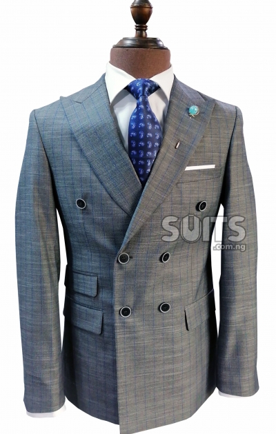 Grey Pin Striped Double Breasted Suit