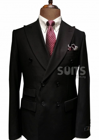 Plain black double breasted Suit by Pabbucci