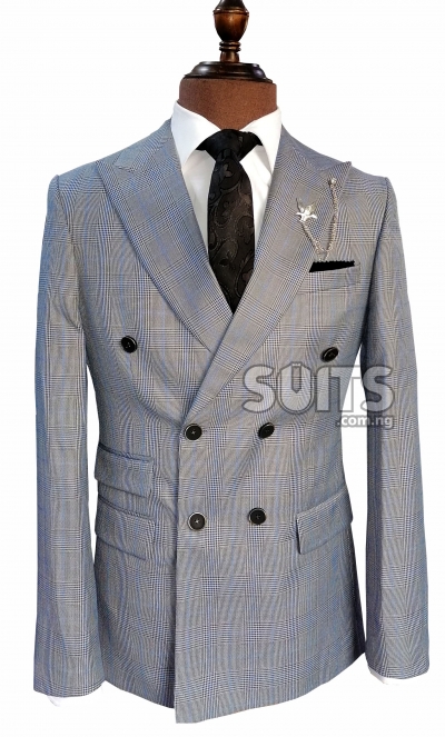 Plaid Reid Grey Double Breasted Suit