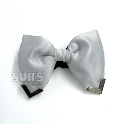 White satin with brooch butterfly bow Tie