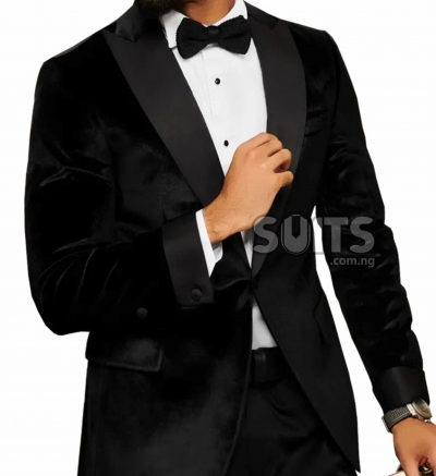 Black velvet Tuxedo with black satin tux pant by Pabbucci