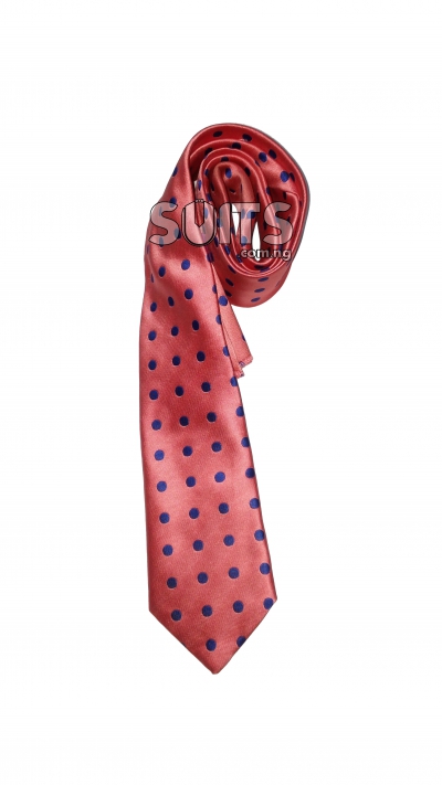 Pink Blue Polka-dotted Tie - Medium & Large Sizes