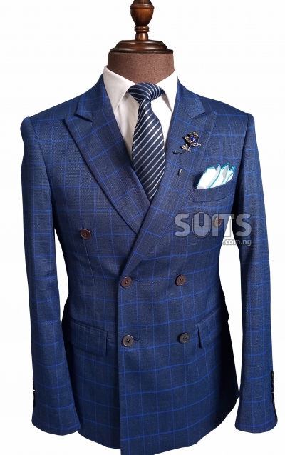 Navyblue Royalblue draft Doublebreasted Suit by Pabbucci