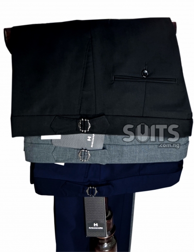 Black, Charcoal-Grey or Navyblue side straps beltless (1) pant by Hallmark