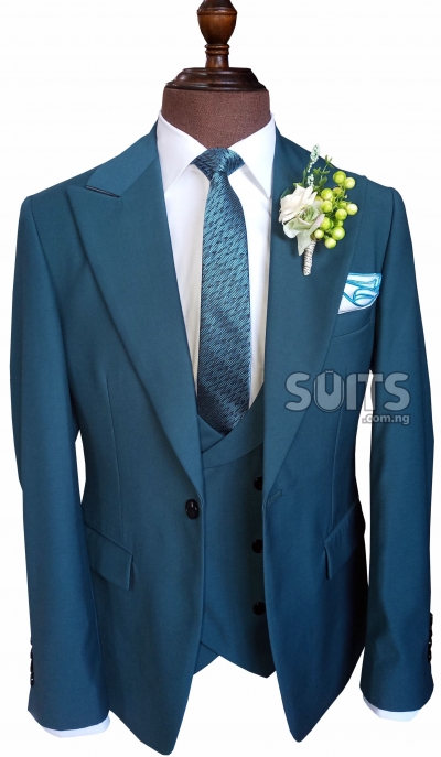 Teal Green 3piece wedding Suit by Pabbucci