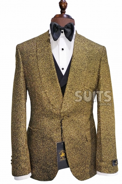 Gold and Black interwoven with hidden glits 3piece Wedding Tux by Pabbucci