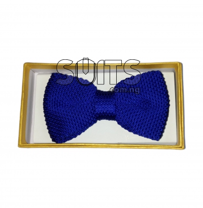 Plain Blue Knitted Bow Tie