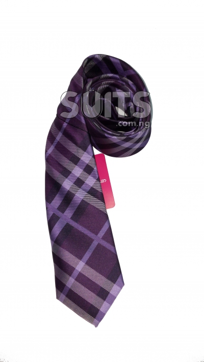 Purple Lilac Grey Crossed Stripes Tie - Medium & Large