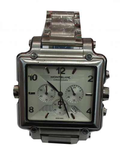 Montblanc Silver Chronograph Watch Italian Design