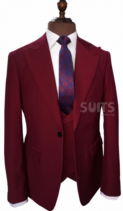 Maroon-red 3piece wedding Suit by Pabbucci