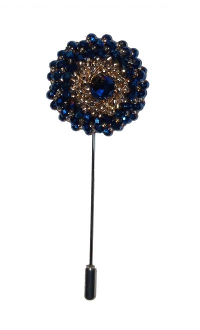 Royal Blue Beaded Lapel Pin