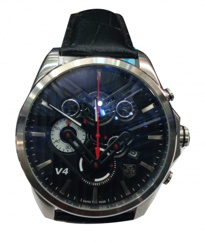 Tag Heuer V4 Chronograph Watch Black Leather Strap
