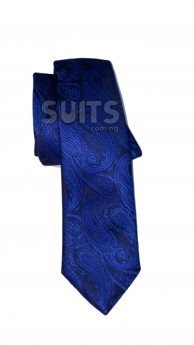 Blue embroidered Paisley Tie - Medium & Large Sizes