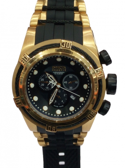 Invicta Reserve Bolt Rose Gold Chronograph Black Rubber Strap