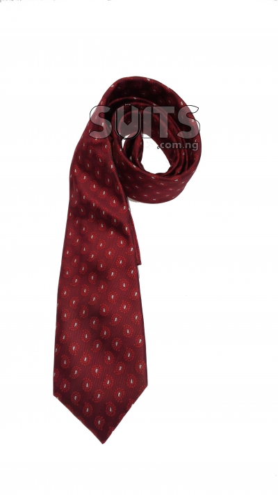 Red White Paisley Dotted Tie - Medium & Large