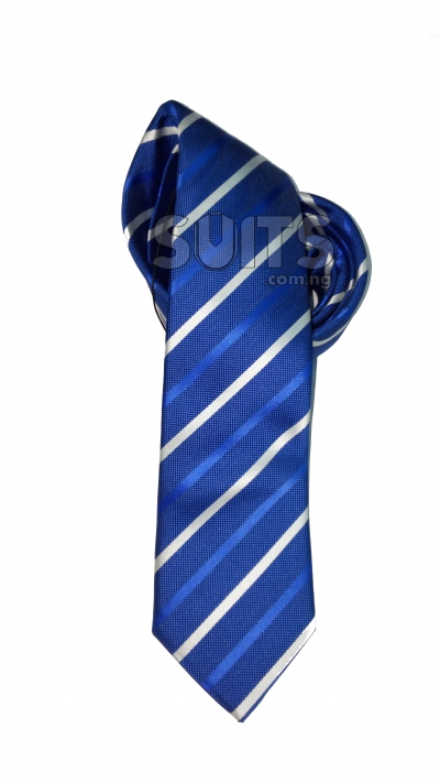 Blue White Striped Tie - Medium Size