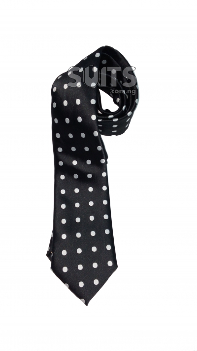 Black White Polka-dotted Tie - Medium & Large Sizes